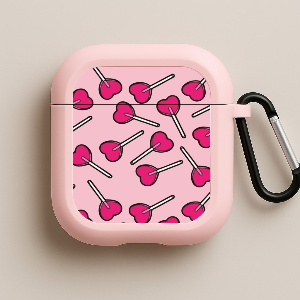 Cherry Heart Lollipops Pink AirPods Case