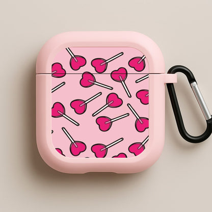 Cherry Heart Lollipops Pink AirPods Case