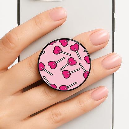 Cherry Heart Lollipops Phone Grip