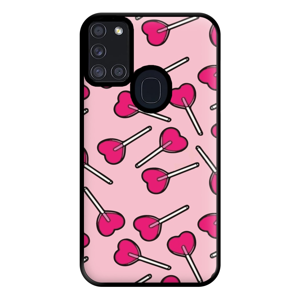 Cherry Heart Lollipops Phone Case for Galaxy A21s