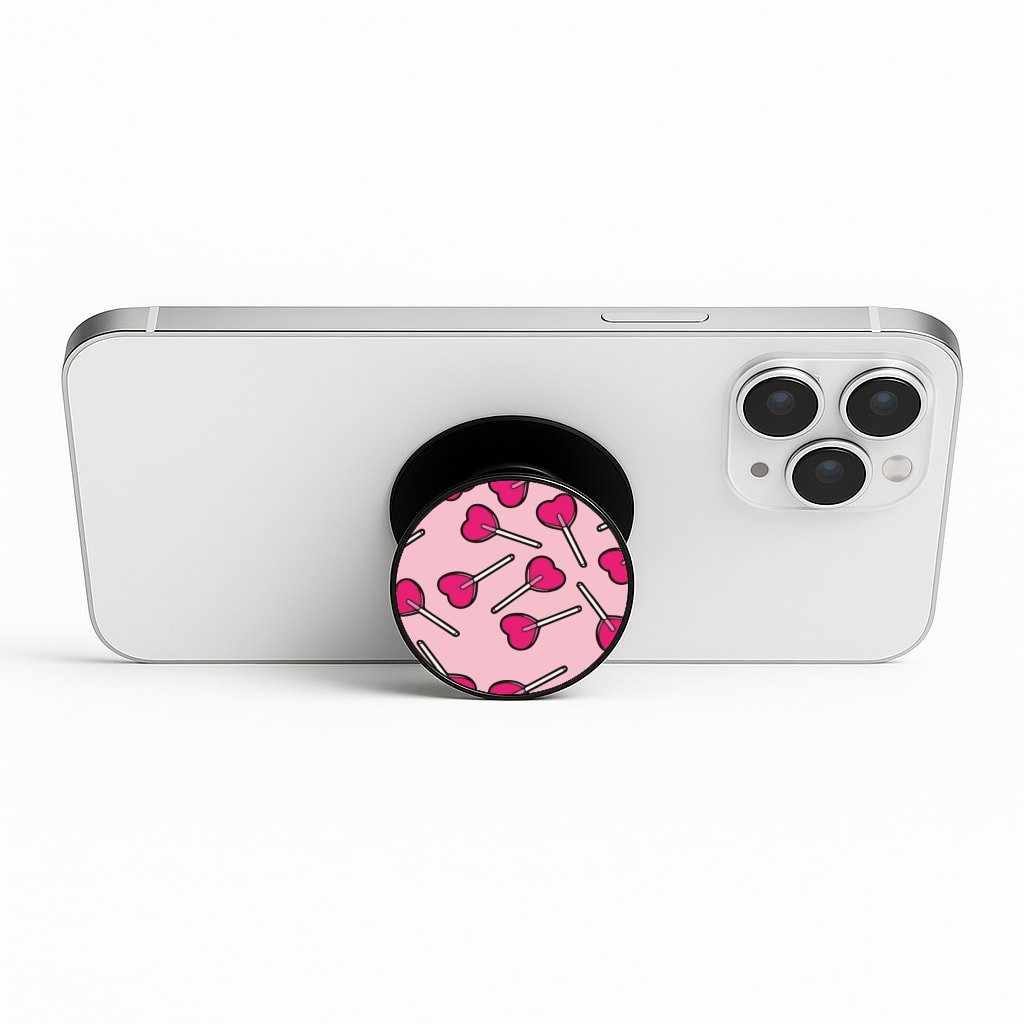 Cherry Heart Lollipops Phone Stand