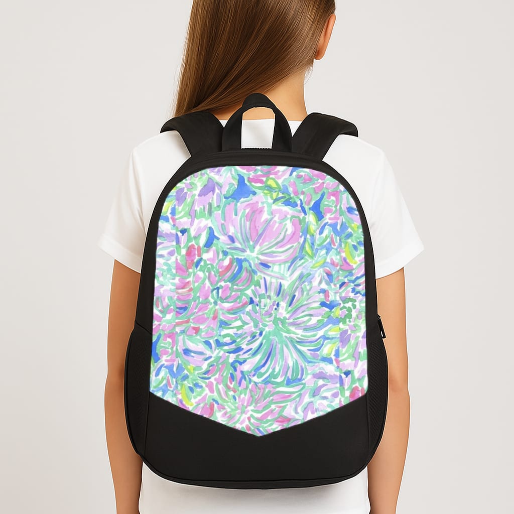 Colourful Floral Painting Large School Bag