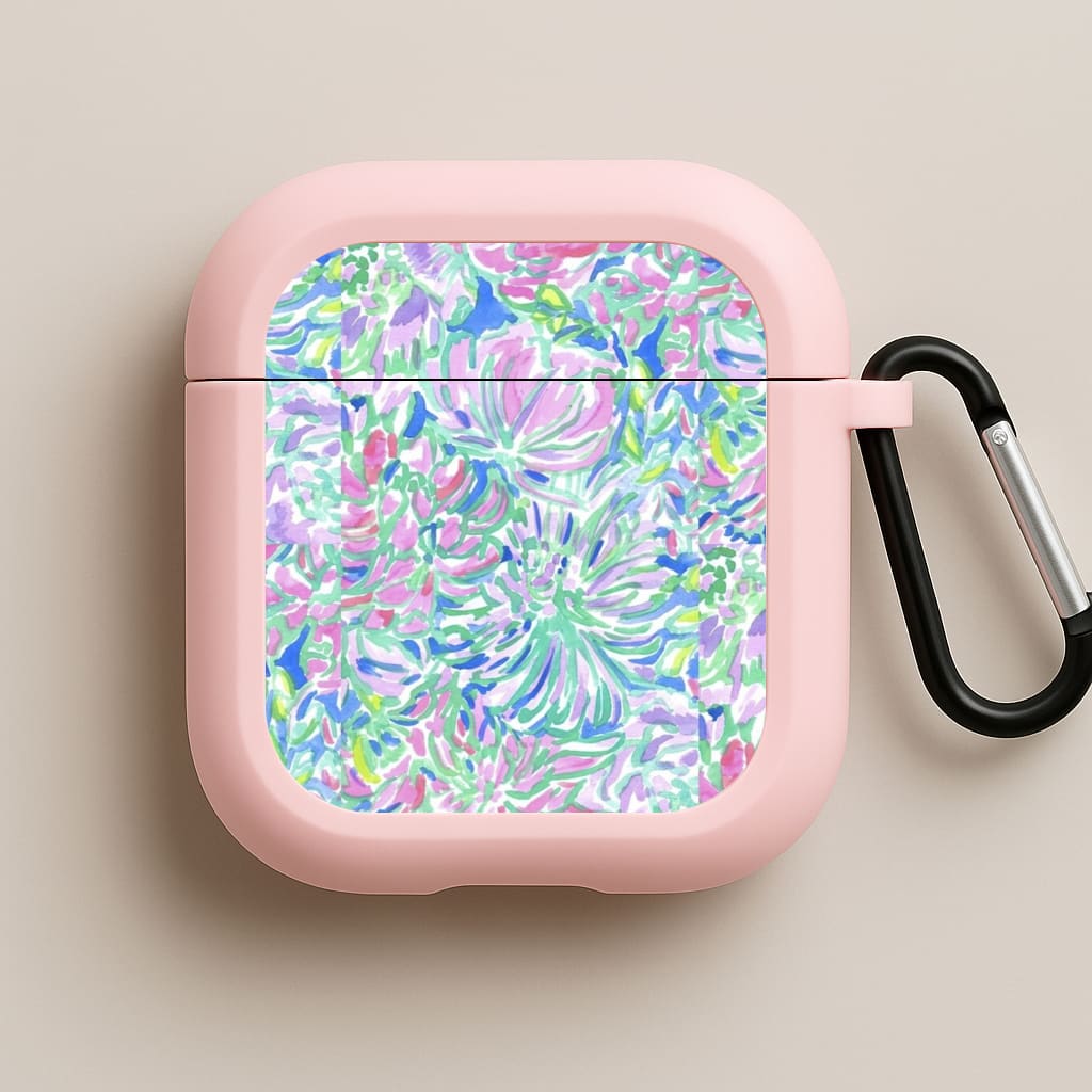 Colourful Floral Painting Pink AirPods Case
