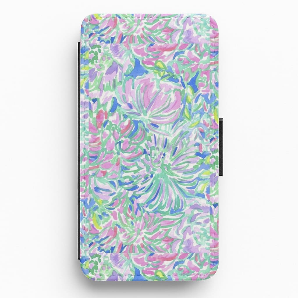 Colourful Floral Painting Flip / Wallet Phone Case