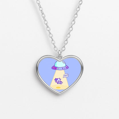 Cow Abduction Heart Necklace