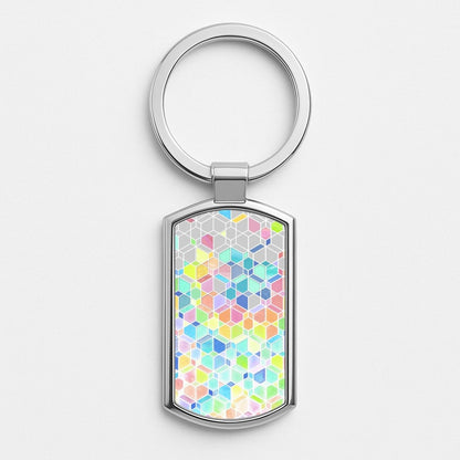 Bright Hexagon Pattern Silver Keyring
