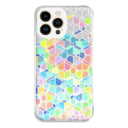 Bright Hexagon Pattern Phone Case for iPhone 14 Pro Max