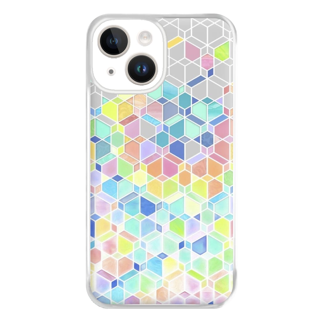 Bright Hexagon Pattern Phone Case for iPhone 14