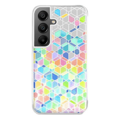 Bright Hexagon Pattern Phone Case for Galaxy A55