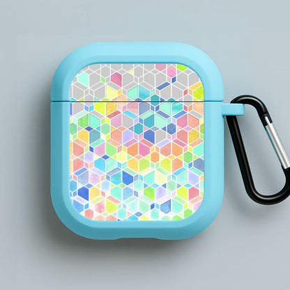Bright Hexagon Pattern Blue AirPods Case