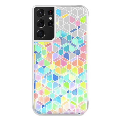 Bright Hexagon Pattern Phone Case for Galaxy S21 Ultra