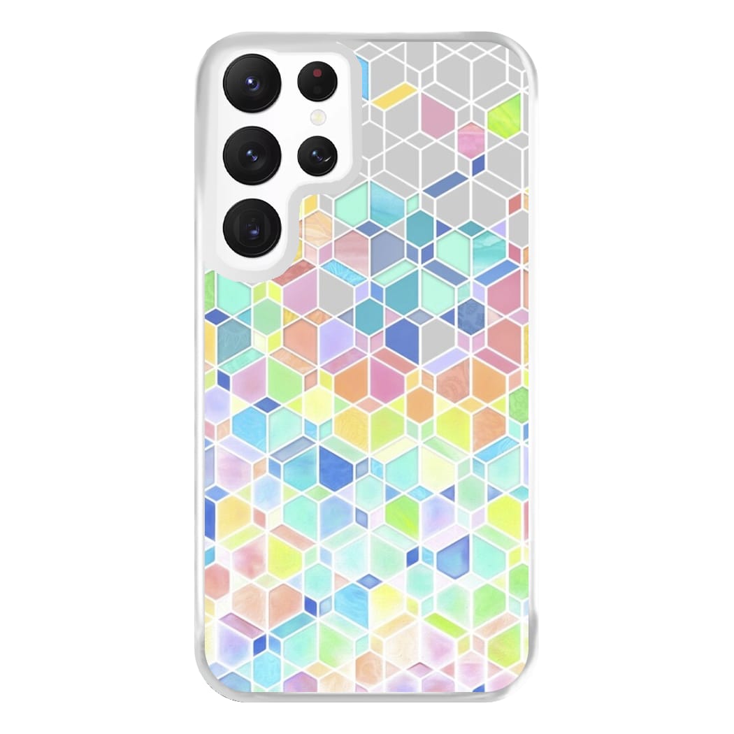 Bright Hexagon Pattern Phone Case for Galaxy S22 Ultra