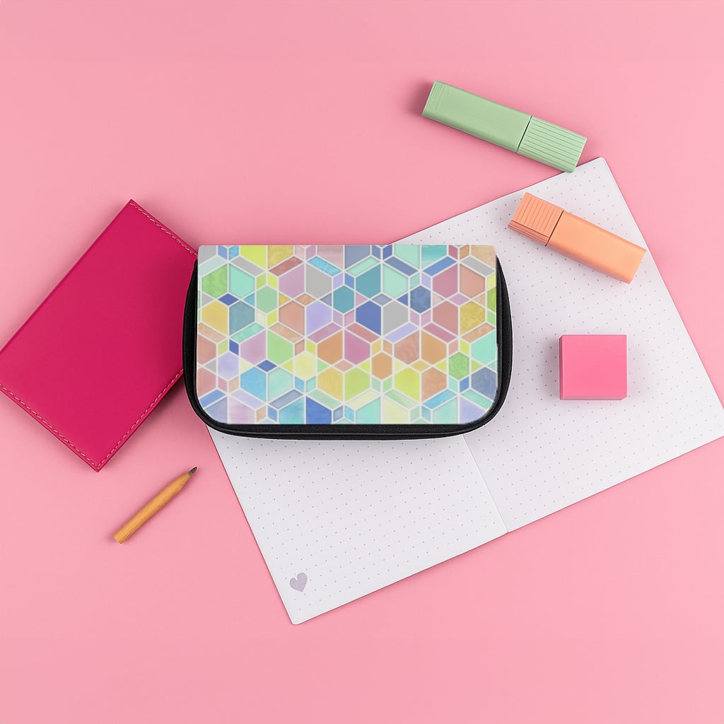 Bright Hexagon Pattern Pencil Case