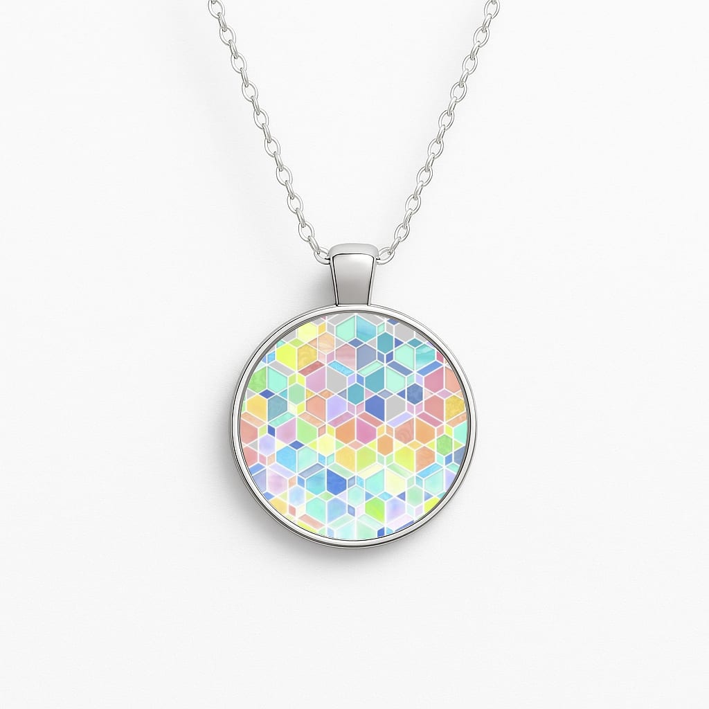 Bright Hexagon Pattern Necklace