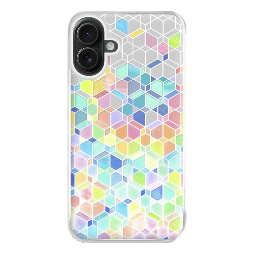 Bright Hexagon Pattern Phone Case for iPhone 16 Plus