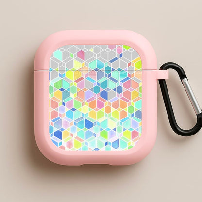 Bright Hexagon Pattern Pink AirPods Case