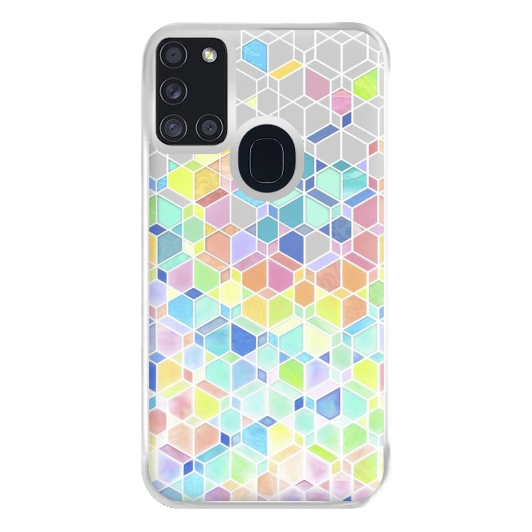 Bright Hexagon Pattern Phone Case for Galaxy A21s