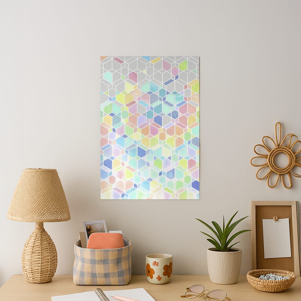 Bright Hexagon Pattern Art Print