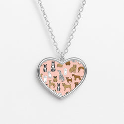 Dog Breeds - Animal Pattern Heart Necklace