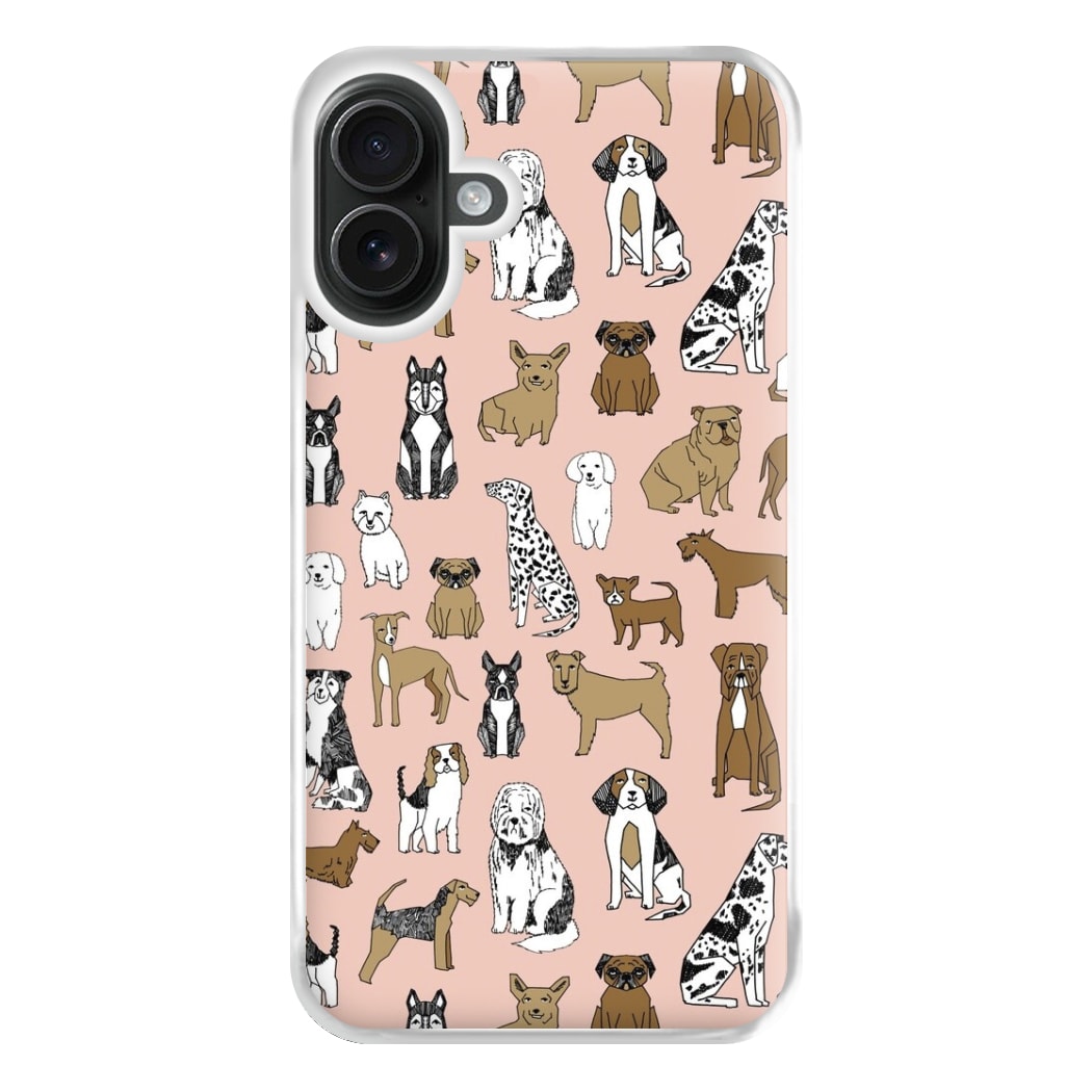 Dog Breeds - Animal Pattern Phone Case for iPhone 16 Plus