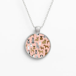 Dog Breeds - Animal Pattern Circle Necklace