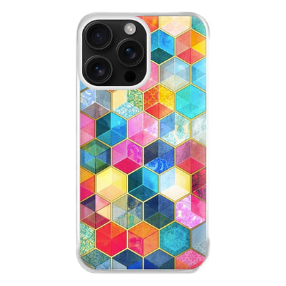 Colourful Honeycomb Pattern Phone Case for iPhone 16 Pro Max