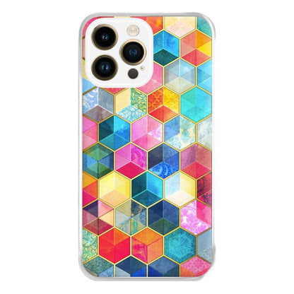 Colourful Honeycomb Pattern Phone Case for iPhone 14 Pro Max