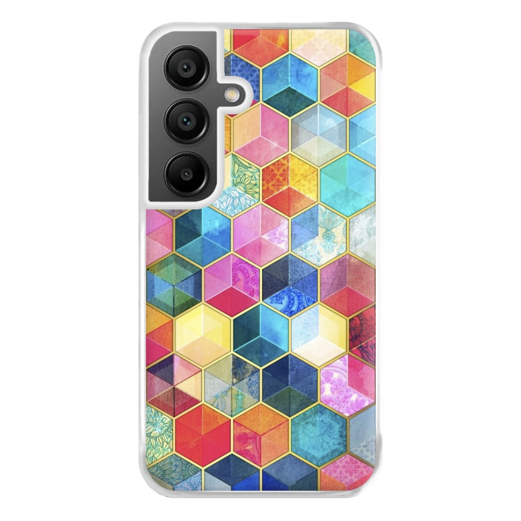 Colourful Honeycomb Pattern Phone Case for Galaxy A55