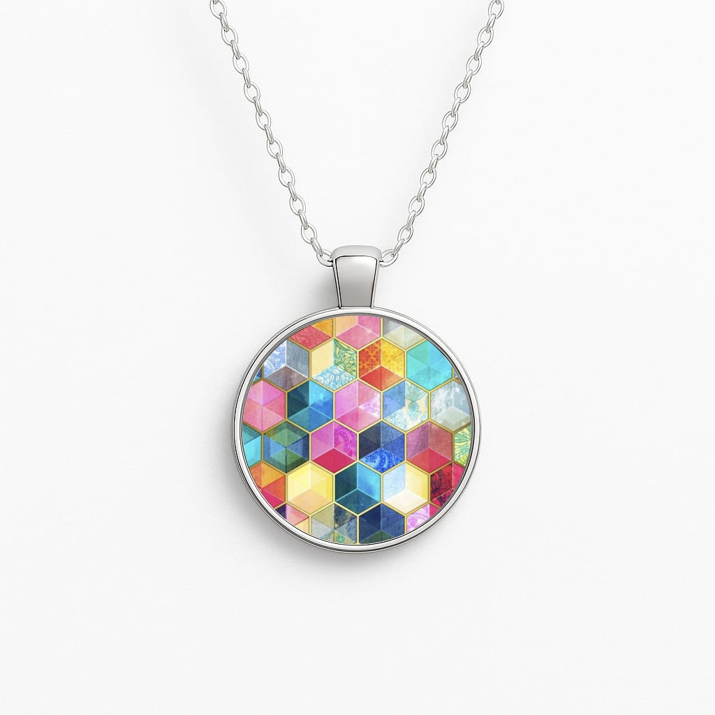Colourful Honeycomb Pattern Necklace