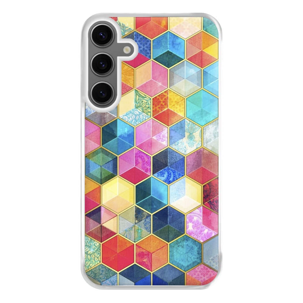 Colourful Honeycomb Pattern Phone Case for Galaxy S24FE