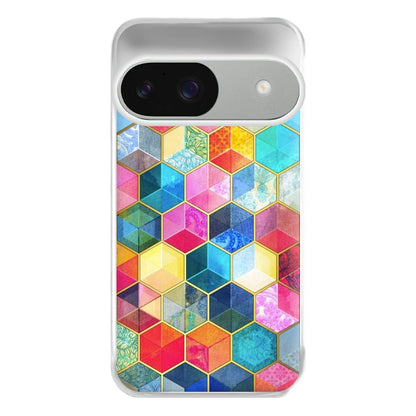 Colourful Honeycomb Pattern Phone Case for Google Pixel 9 / 9 Pro