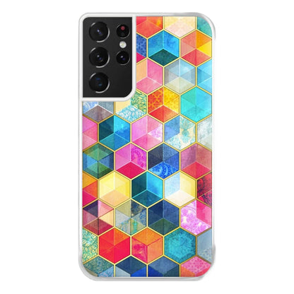 Colourful Honeycomb Pattern Phone Case for Galaxy S21 Ultra