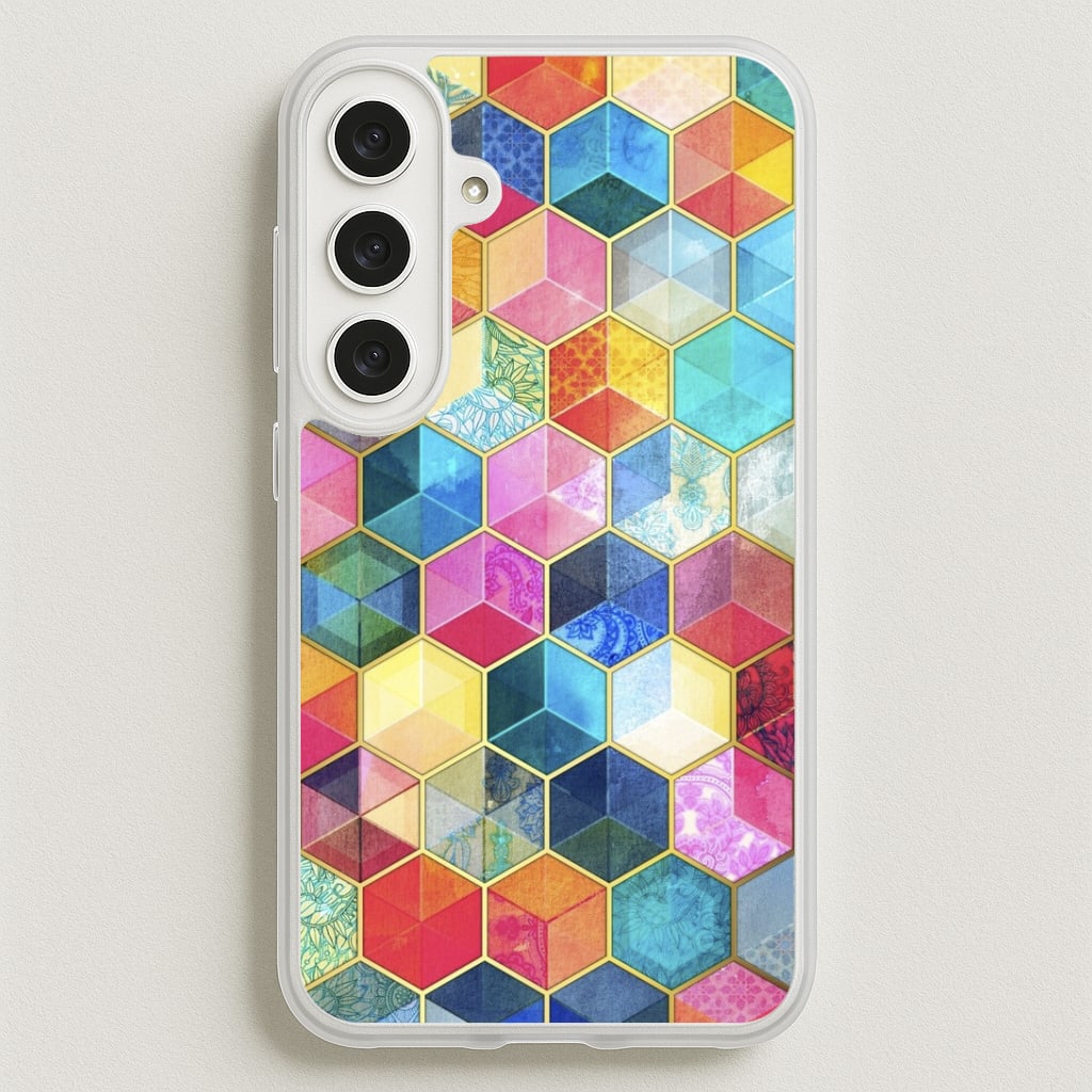 Colourful Honeycomb Pattern Phone Case for Galaxy S25FE