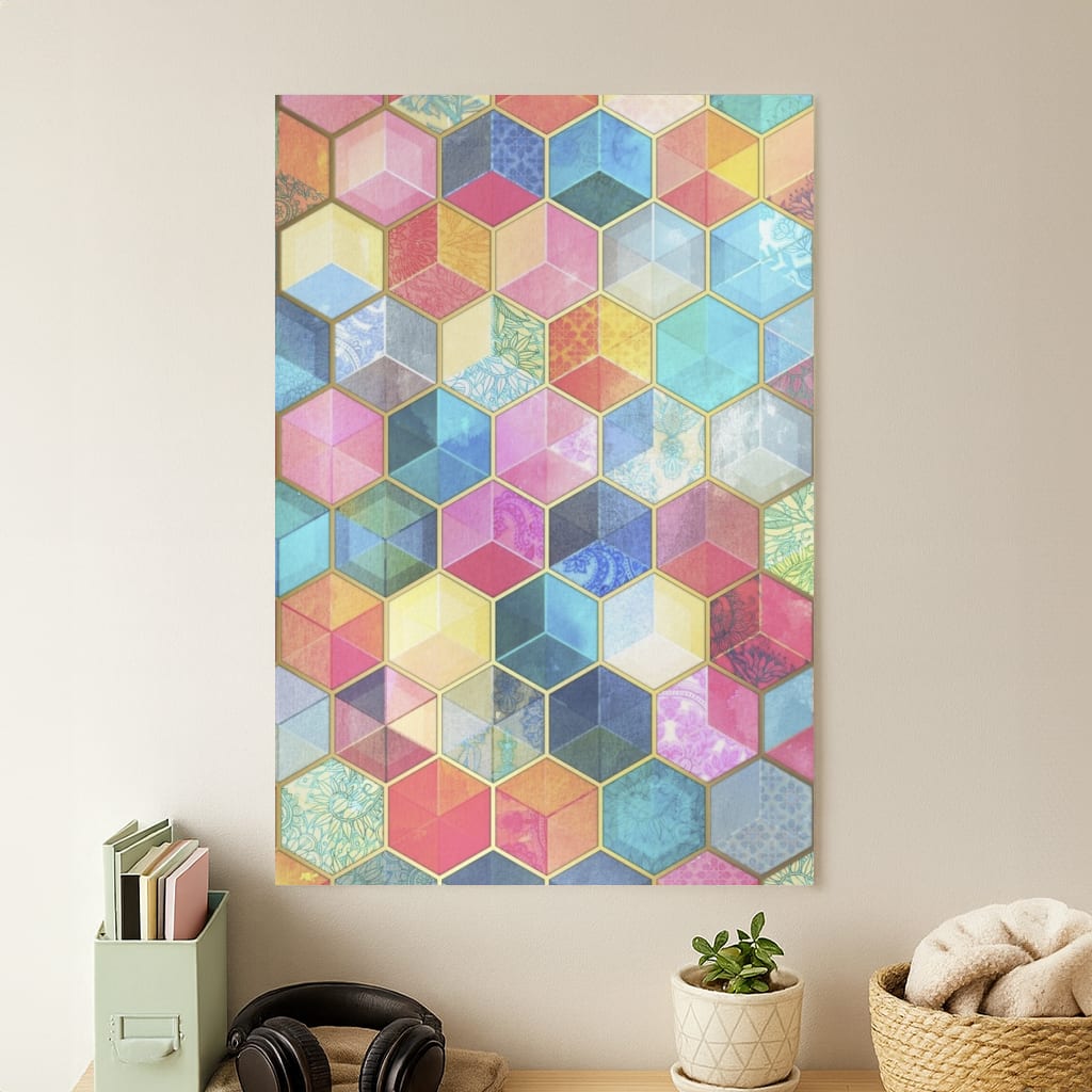 Colourful Honeycomb Pattern Poster