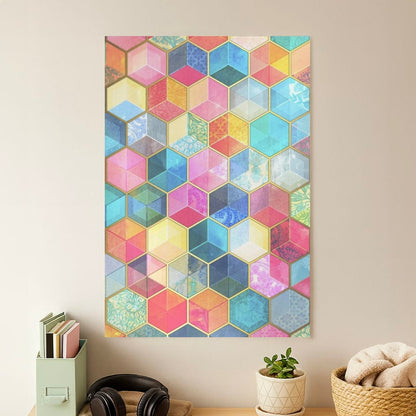 Colourful Honeycomb Pattern Poster