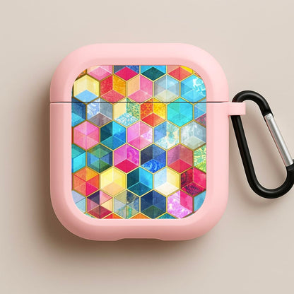 Colourful Honeycomb Pattern Pink AirPods Case