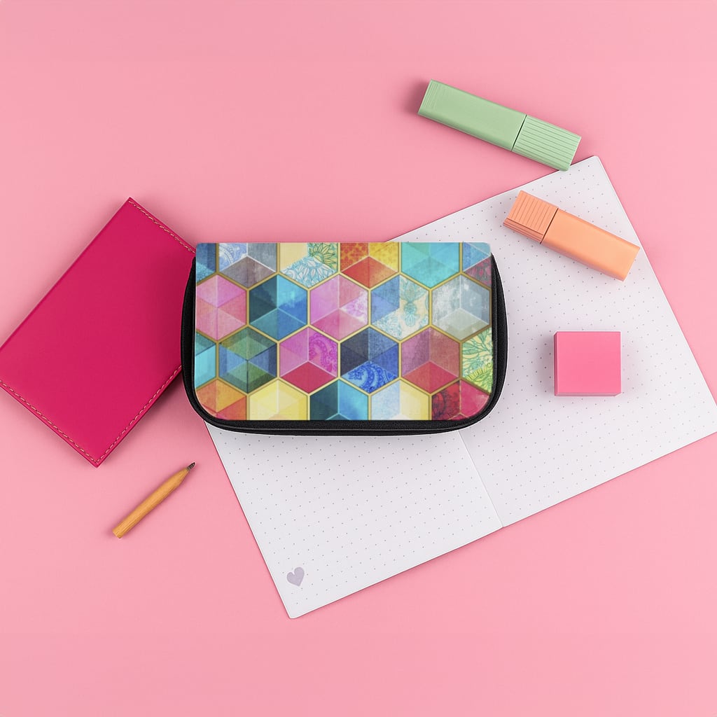 Colourful Honeycomb Pattern Pencil Case