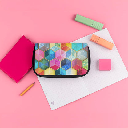 Colourful Honeycomb Pattern Pencil Case