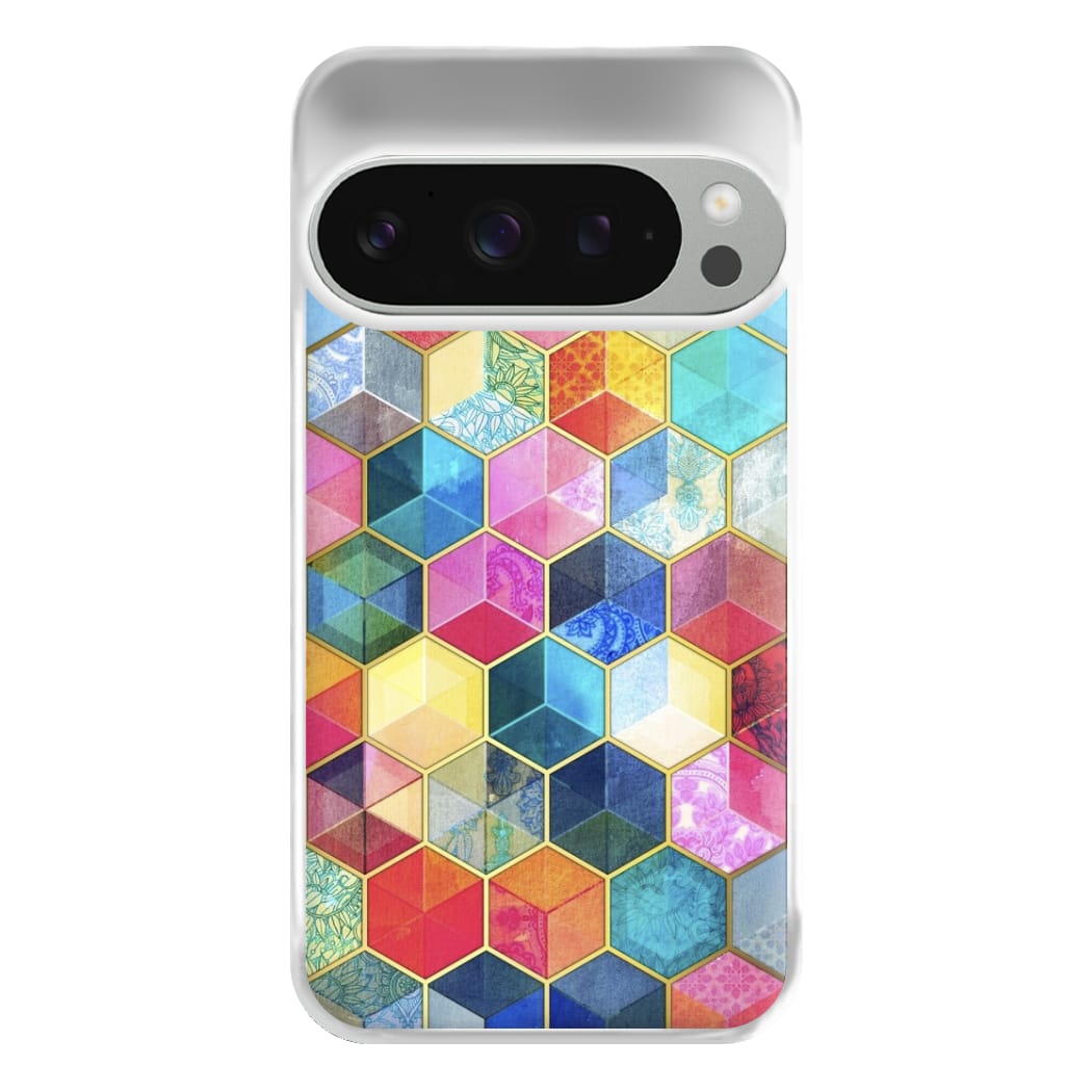 Colourful Honeycomb Pattern Phone Case for Google Pixel 9 Pro XL