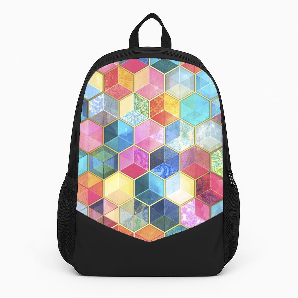 Colourful Honeycomb Pattern Large Backpack