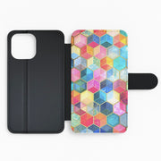 Colourful Honeycomb Pattern Flip / Wallet Phone Case 2
