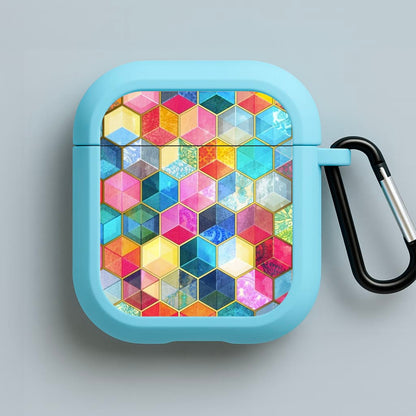 Colourful Honeycomb Pattern Blue AirPods Case