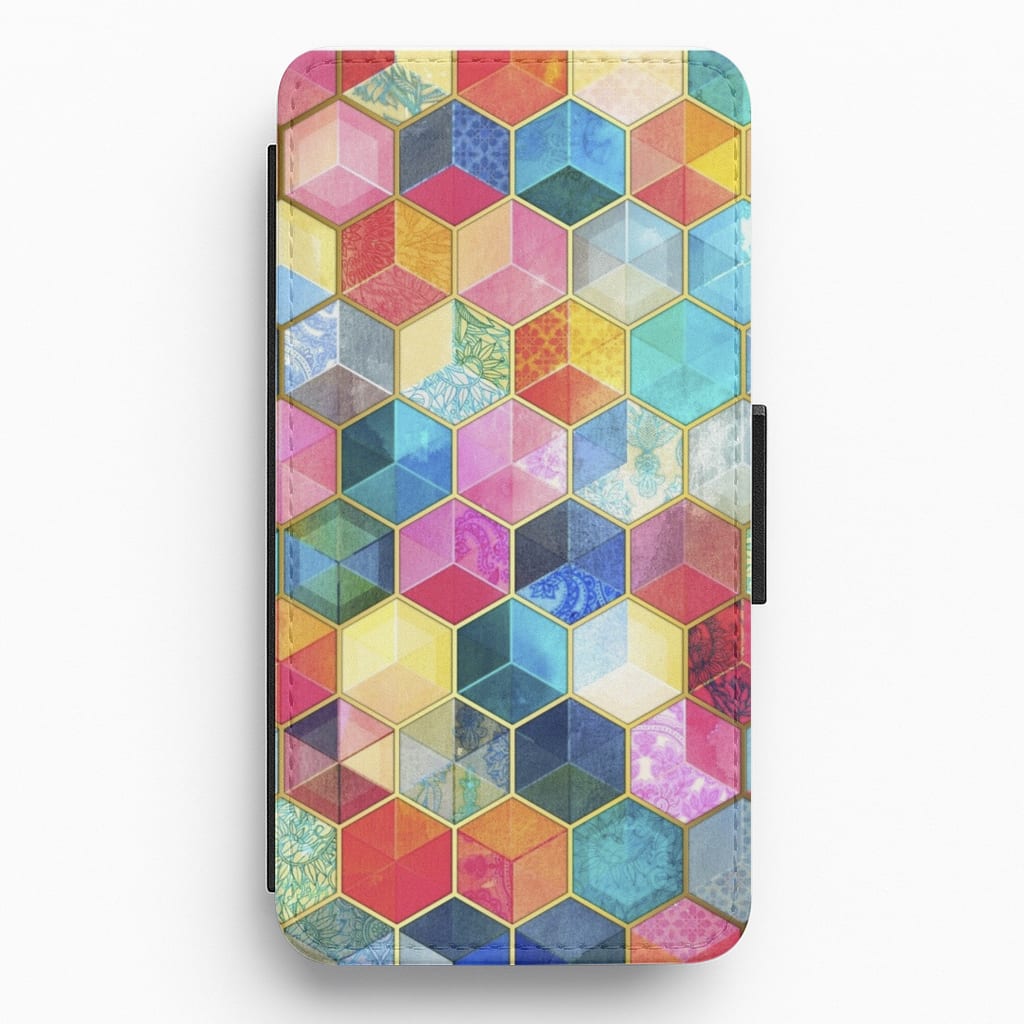 Colourful Honeycomb Pattern Flip / Wallet Phone Case
