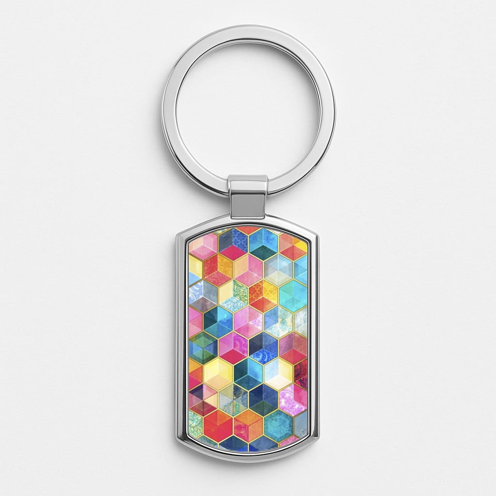 Colourful Honeycomb Pattern Luxury Keyring