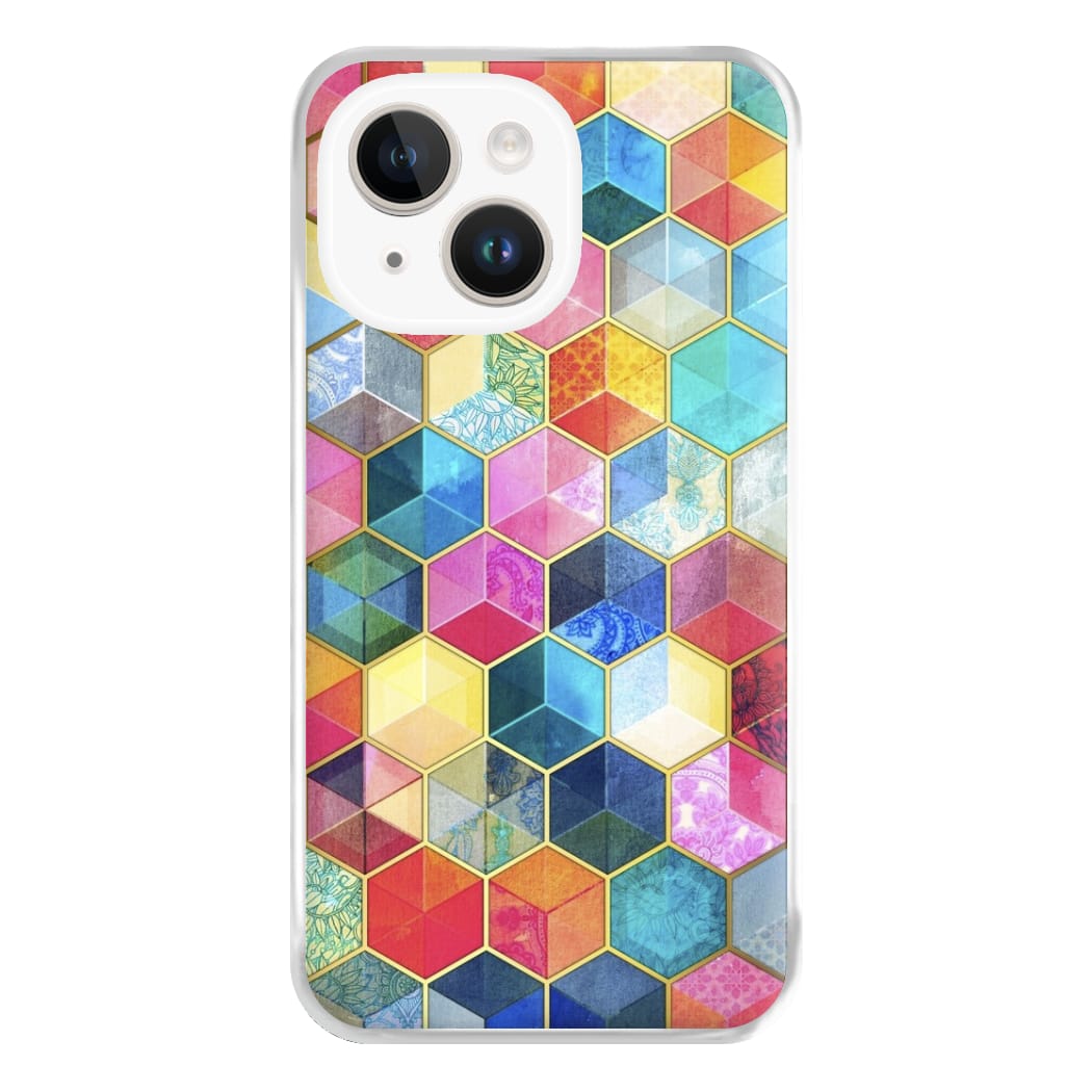 Colourful Honeycomb Pattern Phone Case for iPhone 14 Plus