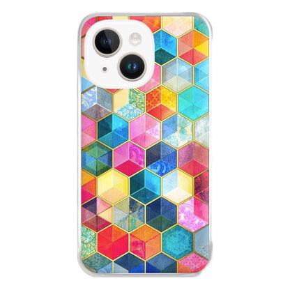 Colourful Honeycomb Pattern Phone Case for iPhone 14 Plus