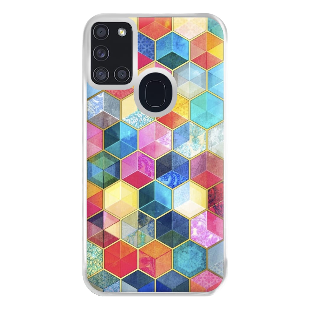 Colourful Honeycomb Pattern Phone Case for Galaxy A21s