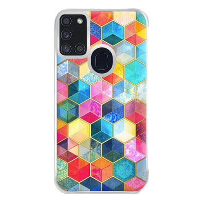 Colourful Honeycomb Pattern Phone Case for Galaxy A21s