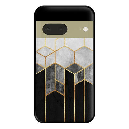 Black White & Gold Honeycomb Pattern Phone Case for Google Pixel 7a