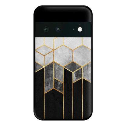 Black White & Gold Honeycomb Pattern Phone Case for Google Pixel 6a